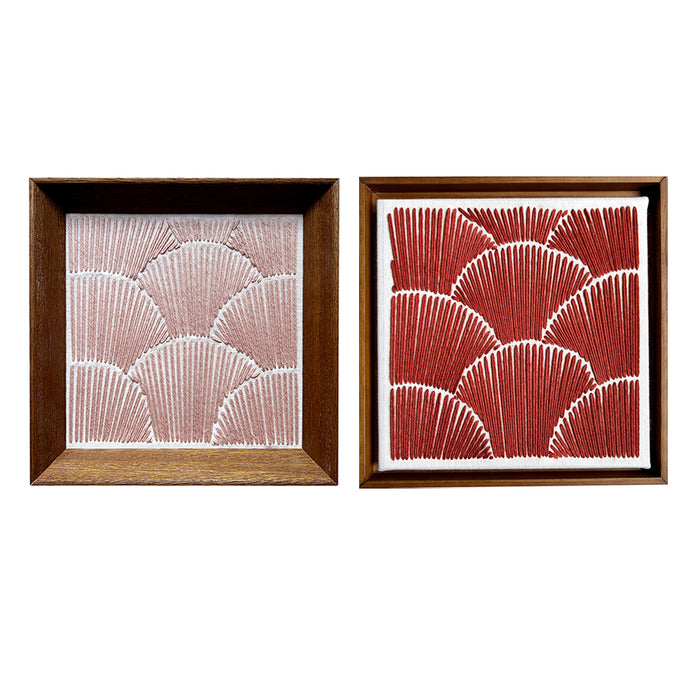Quadro | Dupla | "Algodão" e "Terra" | Tamanho Pequeno (Medida de cada obra: 22x22cm) | Moldura de Madeira Modelo Canaleta e Chanfrada | Composição