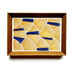 Quadro bordado amarelo e azul – Arte manual em tecido, ideal para decoração de interiores